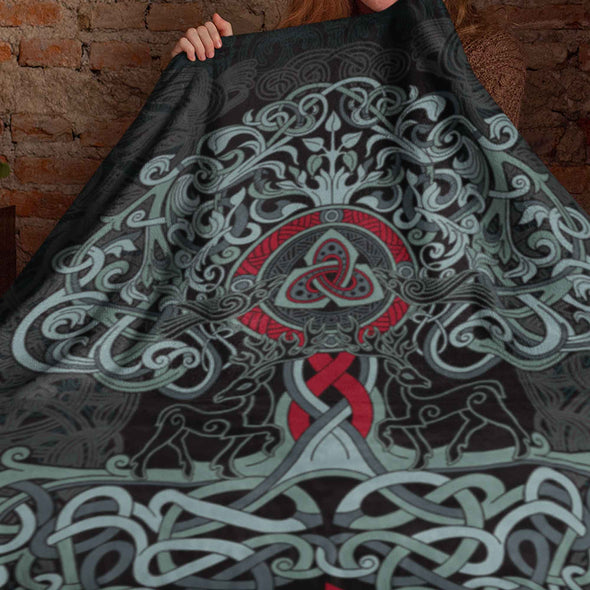 Norse Yggdrasil Tree of Life BlanketBlanketsLarge Fleece Blanket (80"x60")