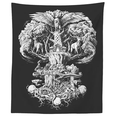 Norse Yggdrasil Wall Tapestry WhiteTapestries60" x 50"
