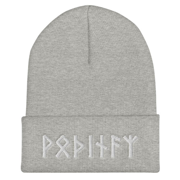 Odin Elder Futhark Runes BeanieHeather Grey