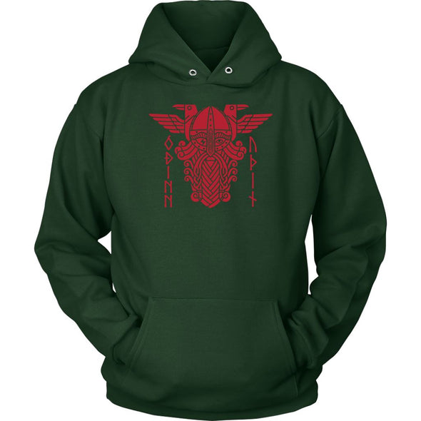 Odin Norse Red Runes HoodieT-shirtUnisex HoodieDark GreenS