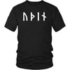 Odin Óðınn Norse Futhark Runes Cotton T-ShirtT-shirtDistrict Unisex ShirtBlackS