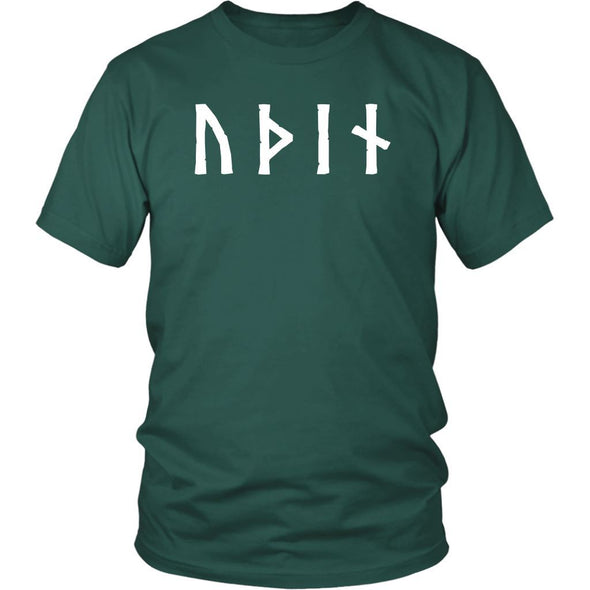 Odin Óðınn Norse Futhark Runes Cotton T-ShirtT-shirtDistrict Unisex ShirtDark GreenS