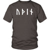 Odin Óðınn Norse Futhark Runes Cotton T-ShirtT-shirtDistrict Unisex ShirtHeather BrownS