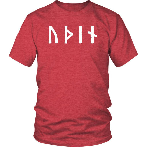 Odin Óðınn Norse Futhark Runes Cotton T-ShirtT-shirtDistrict Unisex ShirtHeather RedS