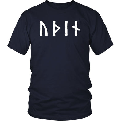 Odin Óðınn Norse Futhark Runes Cotton T-ShirtT-shirtDistrict Unisex ShirtNavyS