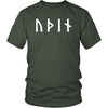 Odin Óðınn Norse Futhark Runes Cotton T-ShirtT-shirtDistrict Unisex ShirtOliveS