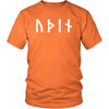 Odin Óðınn Norse Futhark Runes Cotton T-ShirtT-shirtDistrict Unisex ShirtOrangeS