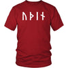 Odin Óðınn Norse Futhark Runes Cotton T-ShirtT-shirtDistrict Unisex ShirtRedS