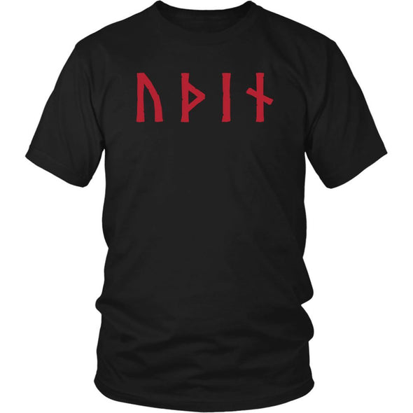 Odin Óðınn Norse Red Futhark Runes Cotton T-ShirtT-shirtDistrict Unisex ShirtBlackS