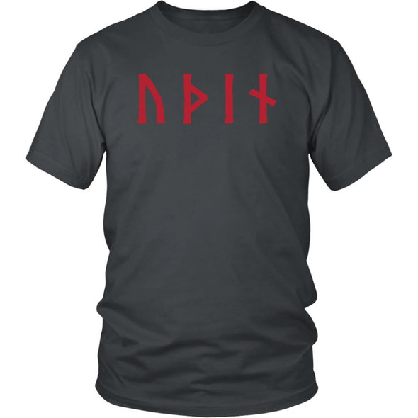 Odin Óðınn Norse Red Futhark Runes Cotton T-ShirtT-shirtDistrict Unisex ShirtCharcoalS