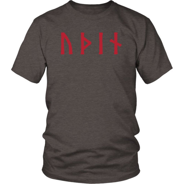 Odin Óðınn Norse Red Futhark Runes Cotton T-ShirtT-shirtDistrict Unisex ShirtHeather BrownS