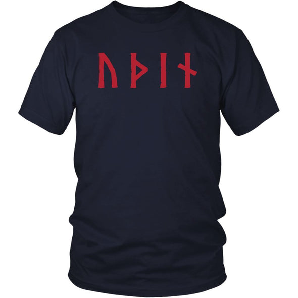 Odin Óðınn Norse Red Futhark Runes Cotton T-ShirtT-shirtDistrict Unisex ShirtNavyS