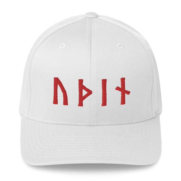 Odin Óðınn Red Futhark Runes Flexfit CapWhiteS/M