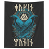 Odin Raven Huginn Muninn Runes Viking Wall Tapestry Norse Mythology Pagan Nordic ArtWall Art