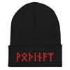 Odin Red Elder Futhark Runes BeanieBlack