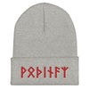 Odin Red Elder Futhark Runes BeanieHeather Grey