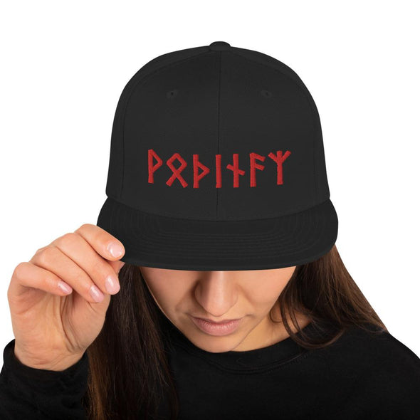 Odin Red Runes Pagan Norse Elder Futhark Snapback Cap