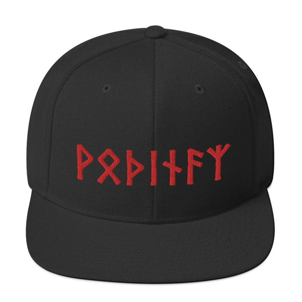 Odin Red Runes Pagan Norse Elder Futhark Snapback CapBlack