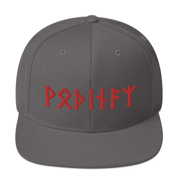 Odin Red Runes Pagan Norse Elder Futhark Snapback CapDark Grey