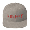 Odin Red Runes Pagan Norse Elder Futhark Snapback CapHeather Grey