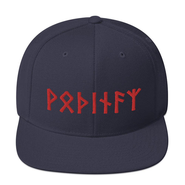 Odin Red Runes Pagan Norse Elder Futhark Snapback CapNavy