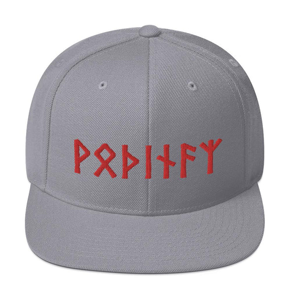 Odin Red Runes Pagan Norse Elder Futhark Snapback CapSilver