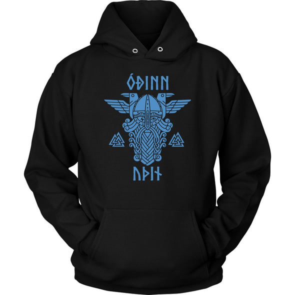 Odin Runes Blue Valknut HoodieT-shirtUnisex HoodieBlackS
