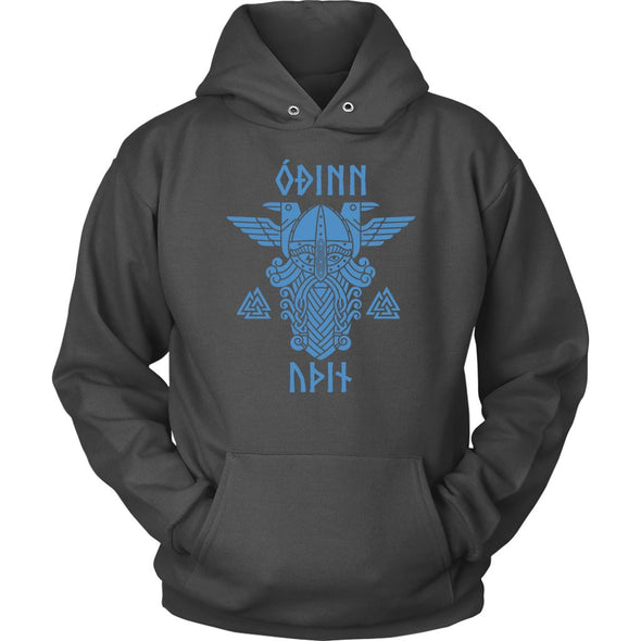 Odin Runes Blue Valknut HoodieT-shirtUnisex HoodieCharcoalS