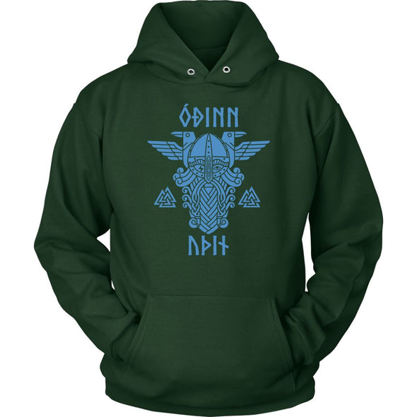 Odin Runes Blue Valknut HoodieT-shirtUnisex HoodieDark GreenS