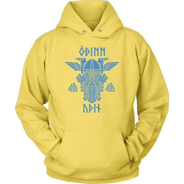 Odin Runes Blue Valknut HoodieT-shirtUnisex HoodieYellowS