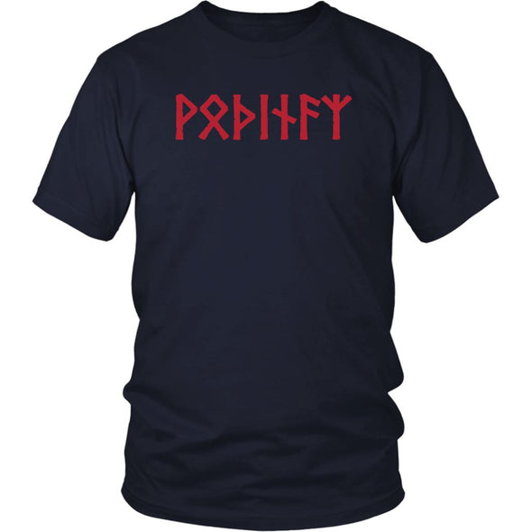 Odin Runes Pagan Norse Elder Futhark Cotton T-Shirt Viking ClothingT-shirtDistrict Unisex ShirtNavyS