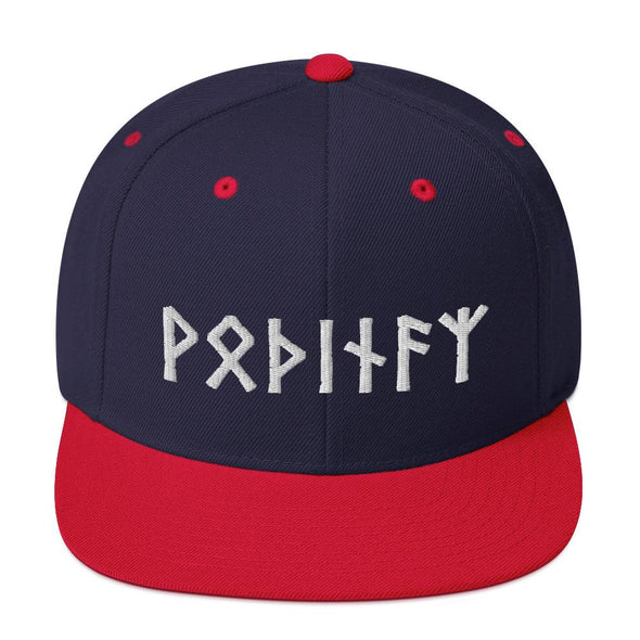 Odin Runes Pagan Norse Elder Futhark Snapback CapNavy/ Red