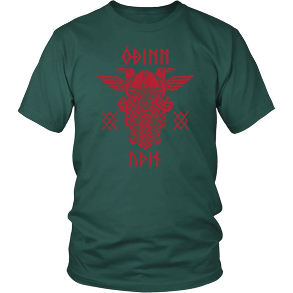 Odin Runes Red Gungnir Cotton T-ShirtT-shirtDistrict Unisex ShirtDark GreenS