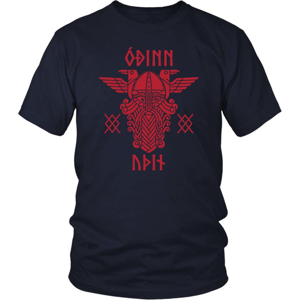 Odin Runes Red Gungnir Cotton T-ShirtT-shirtDistrict Unisex ShirtNavyS