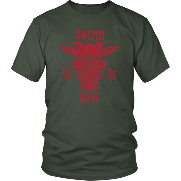 Odin Runes Red Gungnir Cotton T-ShirtT-shirtDistrict Unisex ShirtOliveS