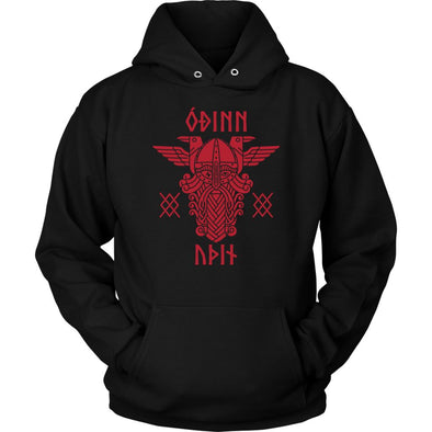 Odin Runes Red Gungnir HoodieT-shirtUnisex HoodieBlackS