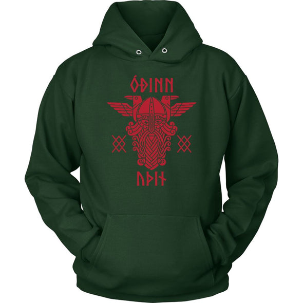 Odin Runes Red Gungnir HoodieT-shirtUnisex HoodieDark GreenS