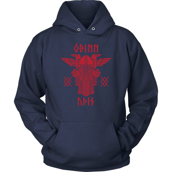 Odin Runes Red Gungnir HoodieT-shirtUnisex HoodieNavyS