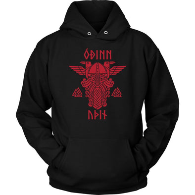 Odin Runes Red Valknut HoodieT-shirtUnisex HoodieBlackS