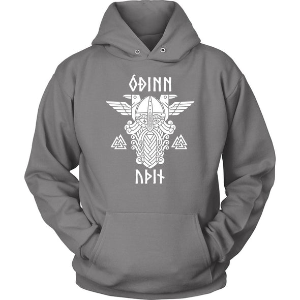 Odin Runes Valknut Cotton HoodieT-shirtUnisex HoodieGreyS