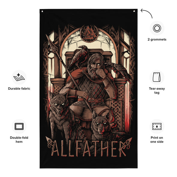 Odin Valhalla Allfather Nordic Wall Flag