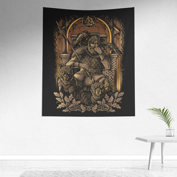 Odin Valhalla Nordic Viking Wall TapestryWall Art