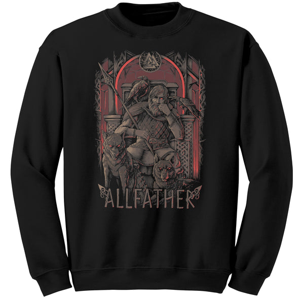 Odin Viking Allfather Valhalla Norse Mythology Pagan SweatshirtApparelBlackS