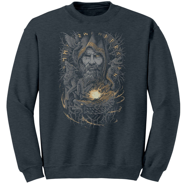 Odin Viking Norse Mythology Pagan Nordic SweatshirtApparelDark HeatherS