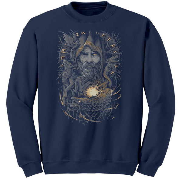 Odin Viking Norse Mythology Pagan Nordic SweatshirtApparelNavyS