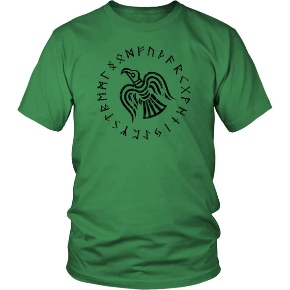 Odins Black Raven Norse Futhark Runes T-ShirtT-shirtDistrict Unisex ShirtKelly GreenS