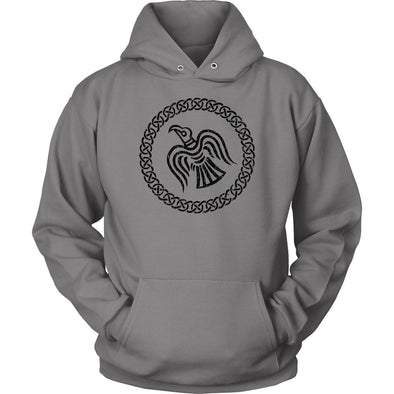 Odins Norse Black Raven Viking Knotwork HoodieT-shirtUnisex HoodieGreyS