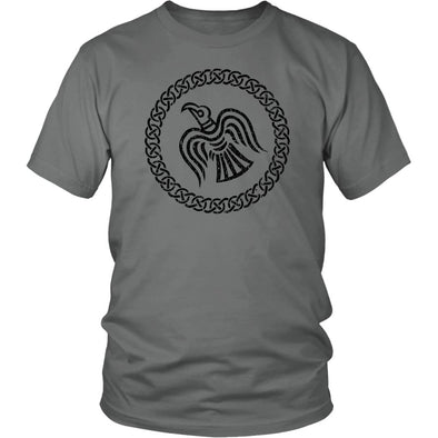 Odins Norse Black Raven Viking Knotwork T-ShirtT-shirtDistrict Unisex ShirtGreyS