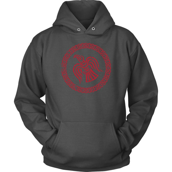 Odins Norse Red Raven Viking Knotwork HoodieT-shirtUnisex HoodieCharcoalS