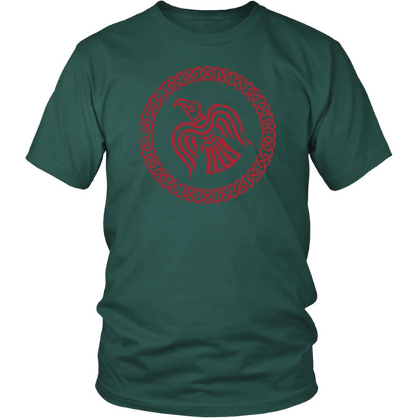 Odins Norse Red Raven Viking Knotwork T-ShirtT-shirtDistrict Unisex ShirtDark GreenS